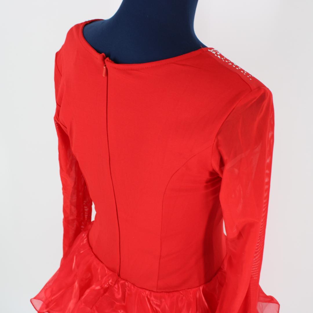 【美品社交ダンス衣装】ワンピース ドレス ラテン 赤 primaboutique