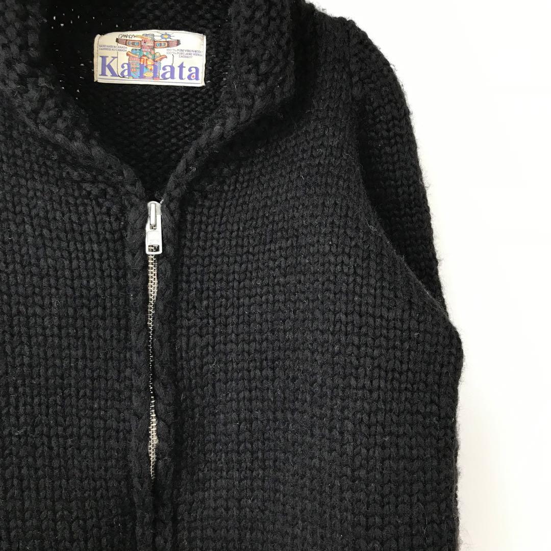 カナタ　カウチンセーター　L　ウール100　カナダ製