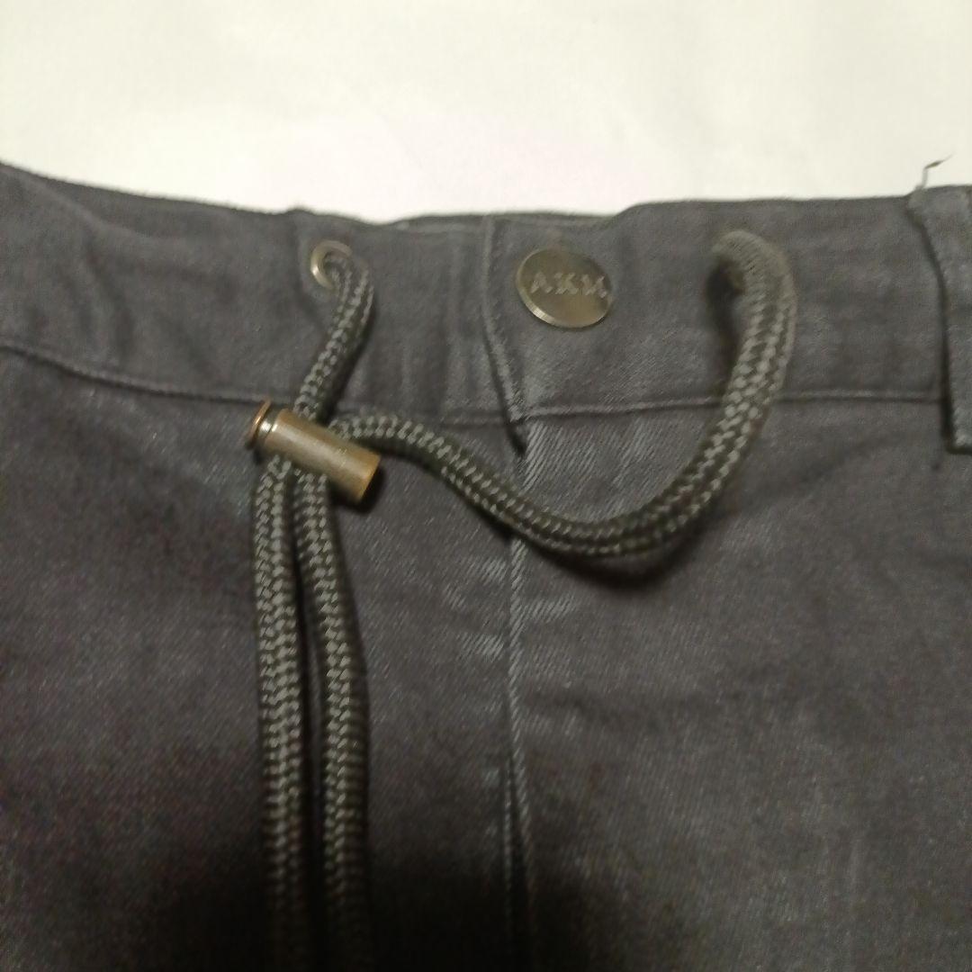 【ひろ】ブラック カーゴパンツ ゴムウエスト