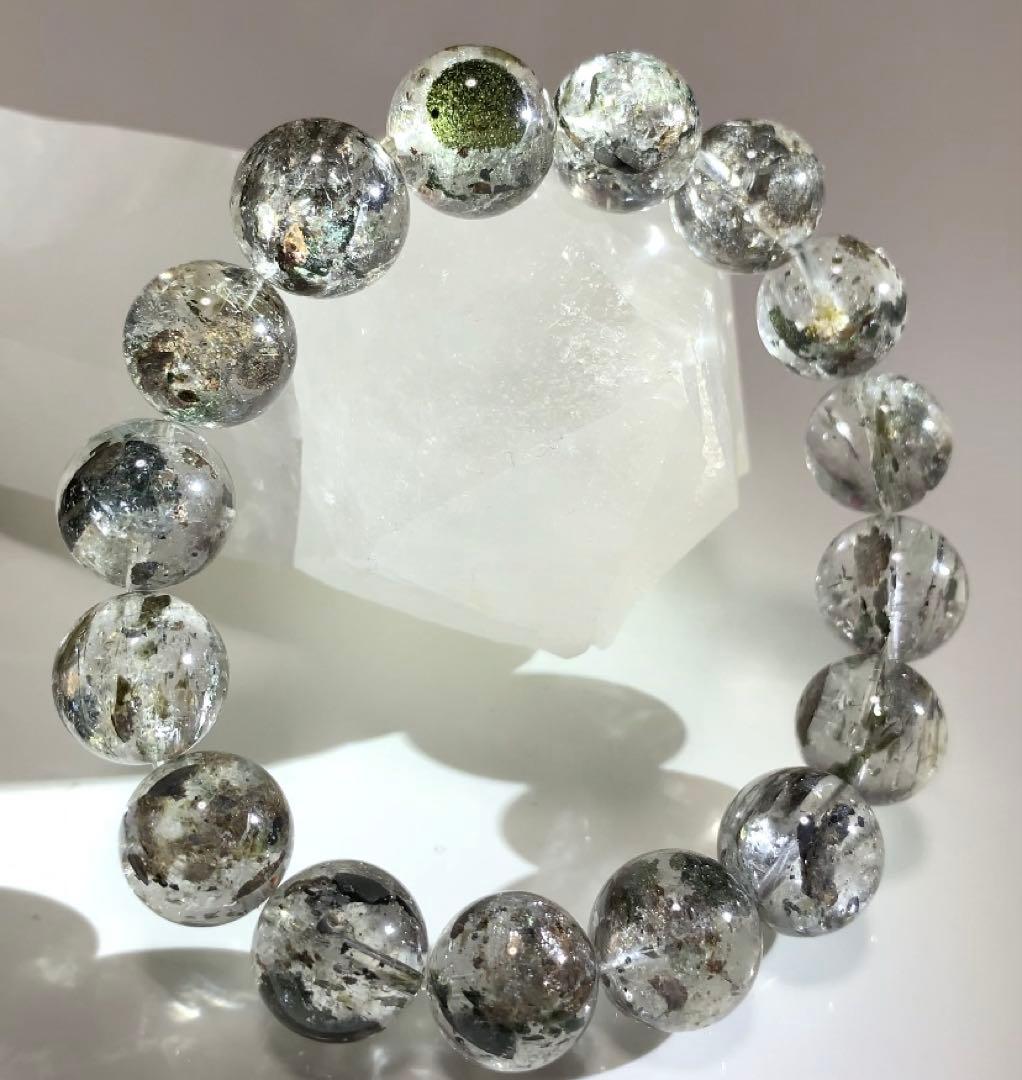 ★かな様★ ①★最高品質★超激レアグリーンマイカinクォーツ　ブレスレット