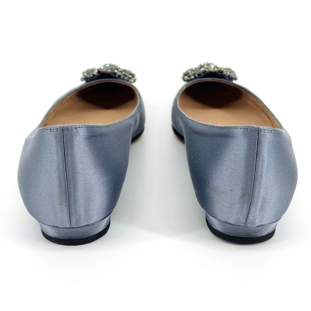 Manolo Blahnik バックル サテン フラットパンプス マノロブラニク