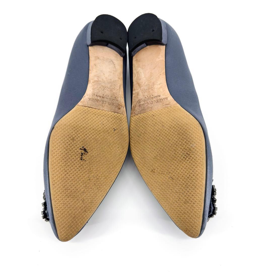 Manolo Blahnik バックル サテン フラットパンプス マノロブラニク