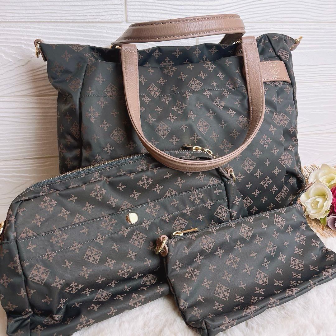 新品☆russet ラシット ショルダーバッグ ナイロン グレー ポーチ2点.