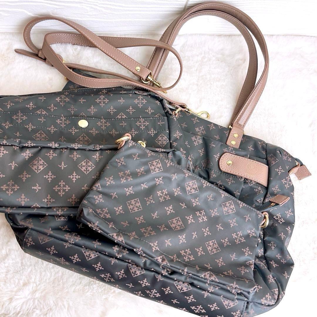 新品☆russet ラシット ショルダーバッグ ナイロン グレー ポーチ2点.