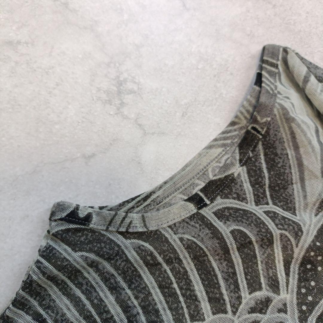 極美品 ジャンポールゴルチエ パワーネット　ノースリーブ 花柄 総柄 40