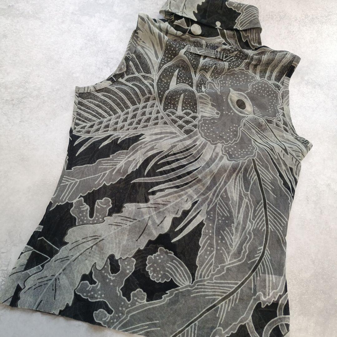 極美品 ジャンポールゴルチエ パワーネット　ノースリーブ 花柄 総柄 40
