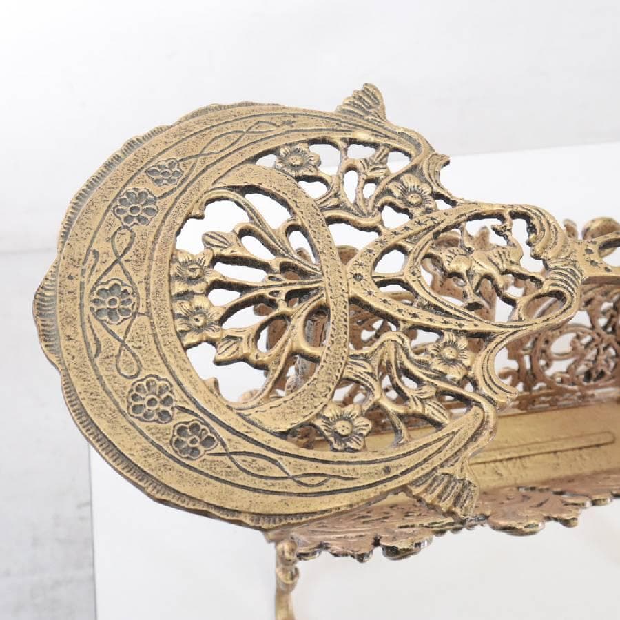 値下アンティーク マガジンラック マイナスネジ 真鍮製 ゴールド色 小テーブル付