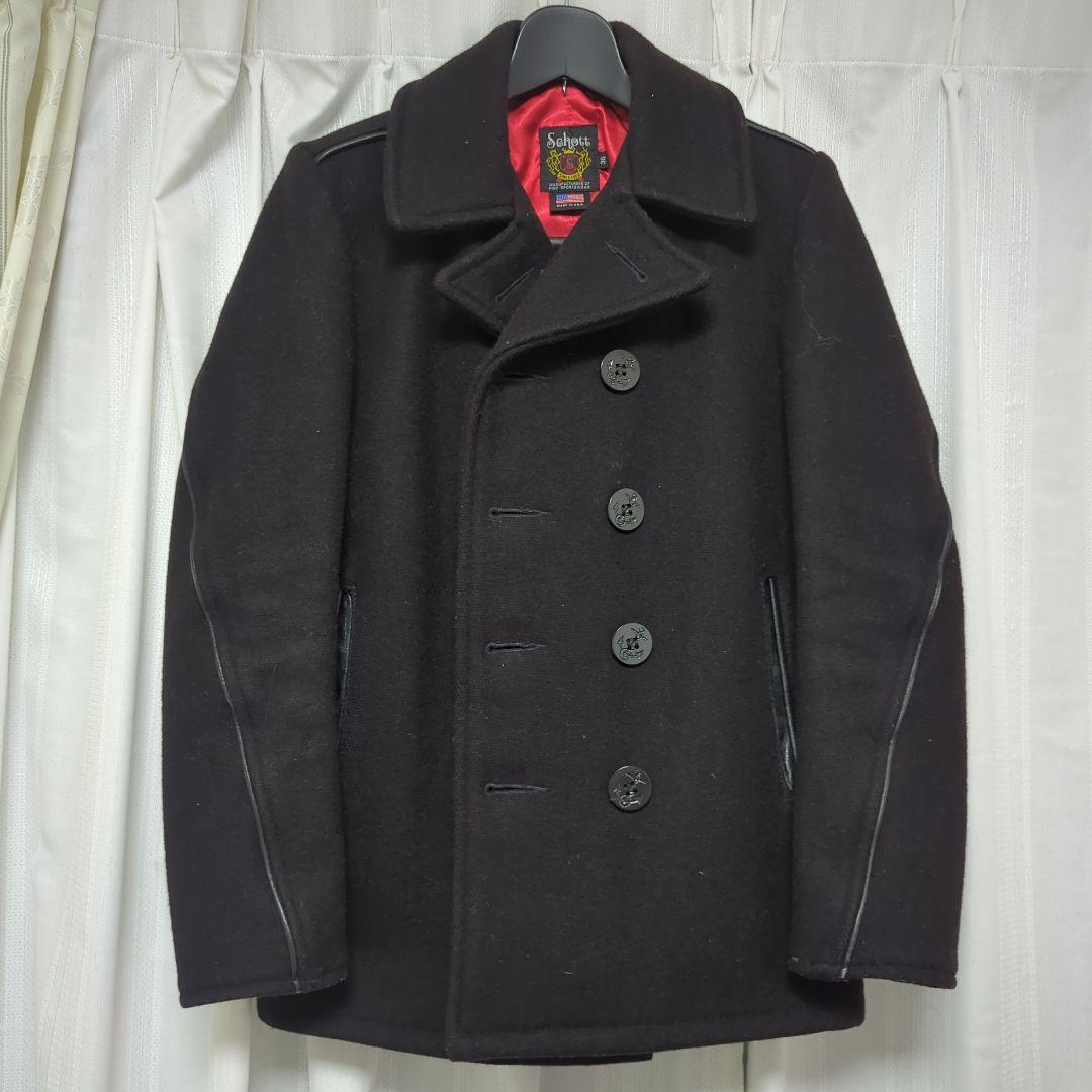 【極美品】Schott ウールピーコート 36サイズ 黒