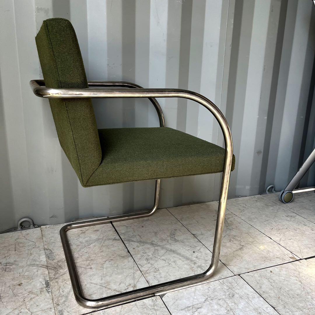 取付無料！ノール ブルーノ チューブラー グリーンファブリック アームチェア✨