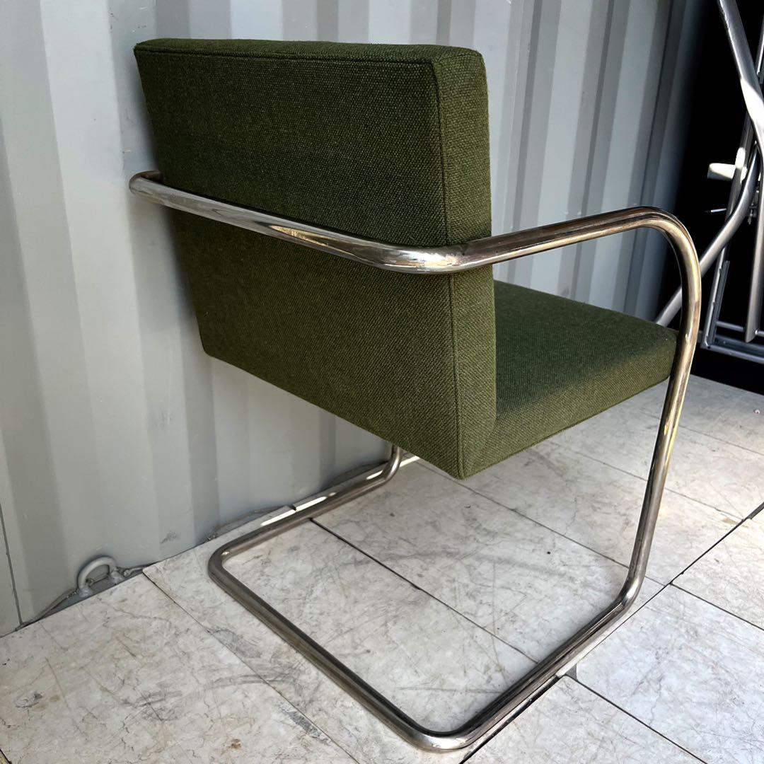 取付無料！ノール ブルーノ チューブラー グリーンファブリック アームチェア✨