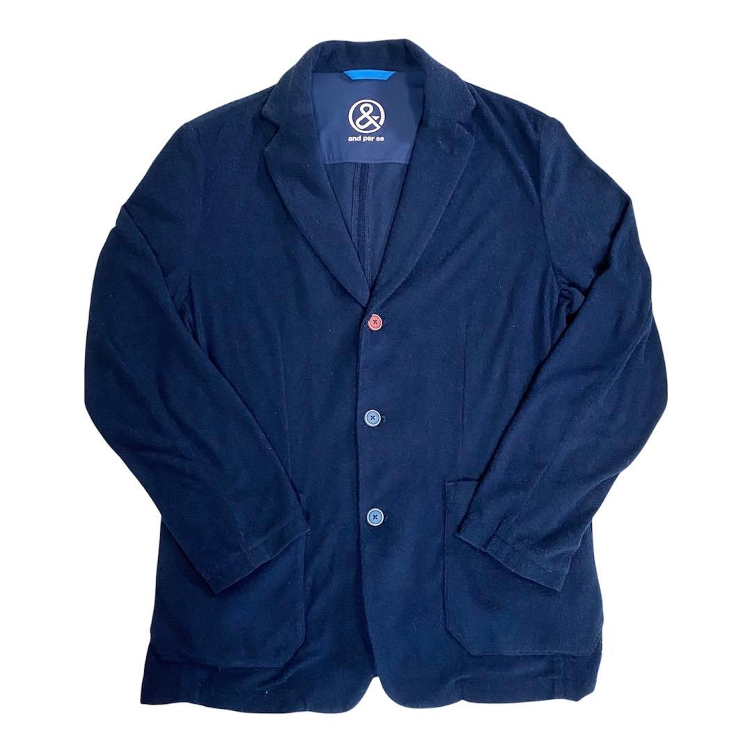 美品　and per se アンパシィ　テーラードジャケット　ネイビー　L 紺