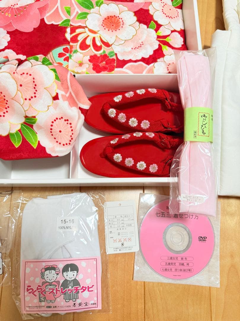 七五三　女の子着物3歳　花柄被布セット　ガールズ753フルセット