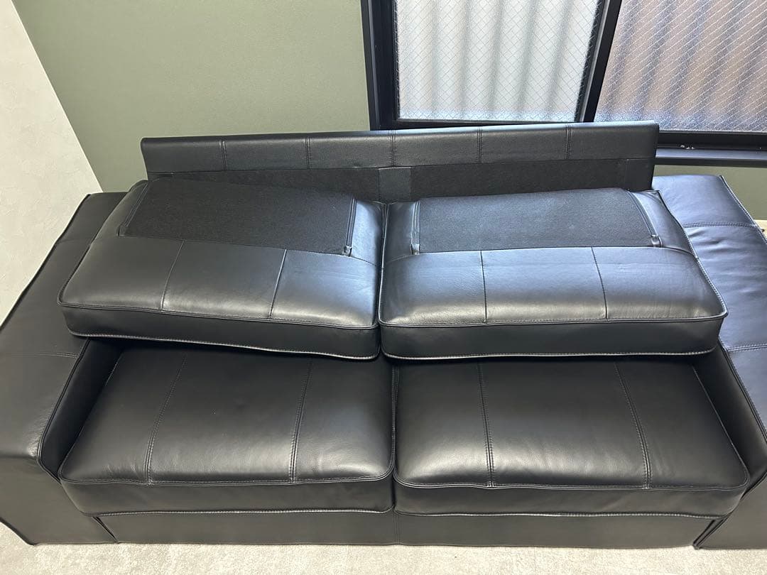 価格相談可　IKEAイケア　KIVIK 2人掛けソファ ブラック　レザー　展示品