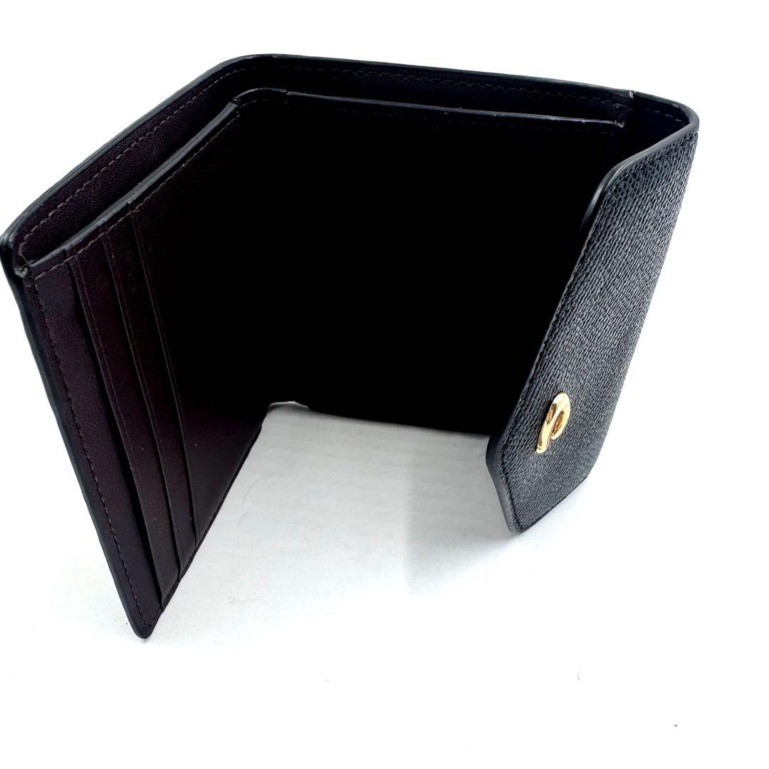 ✨極美品✨ COACH レザー コンパクト ウォレット 黒 Cロゴ ゴールド金具