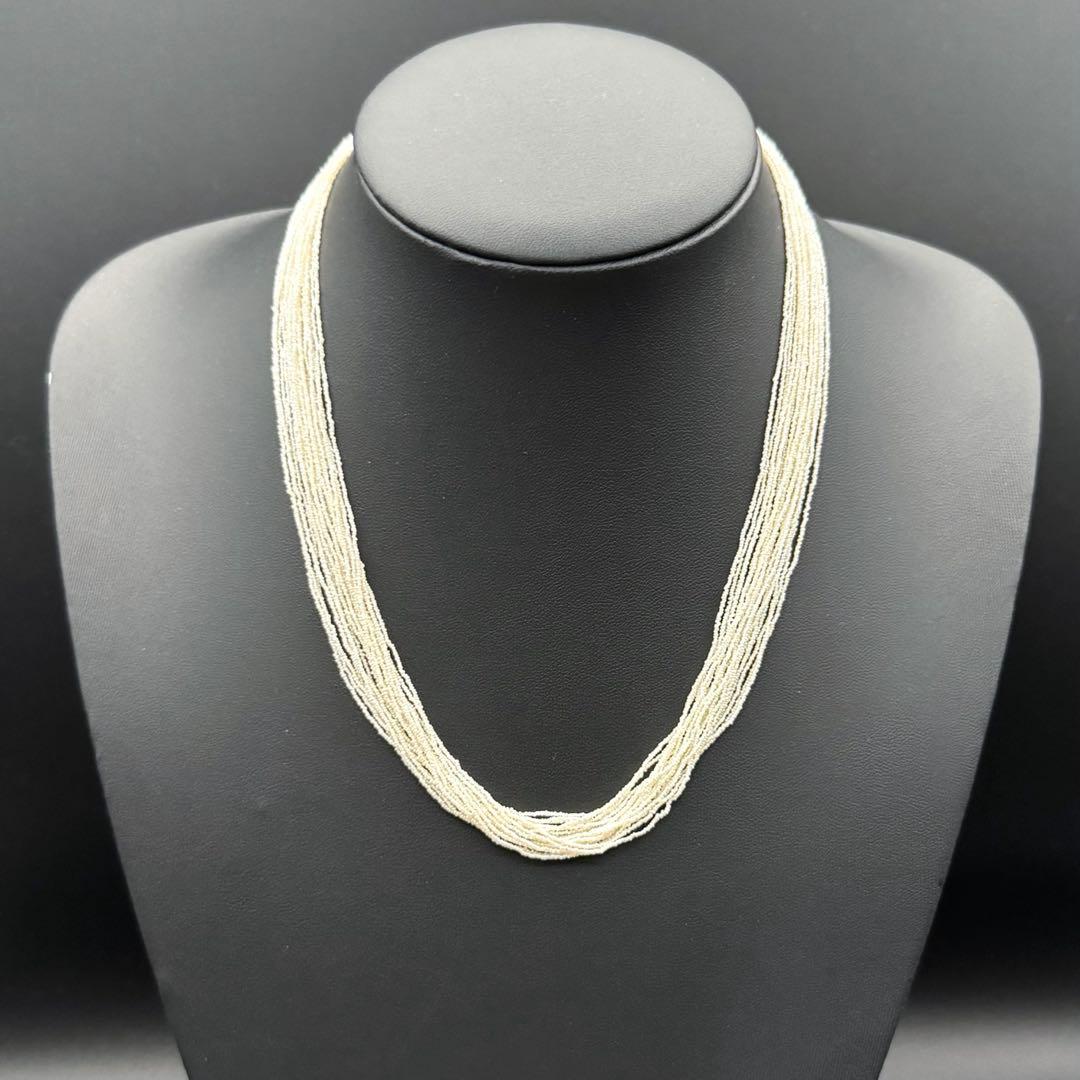 田崎真珠 砂ケシ アコヤ パールネックレス K14WG 20連 47.5㎝