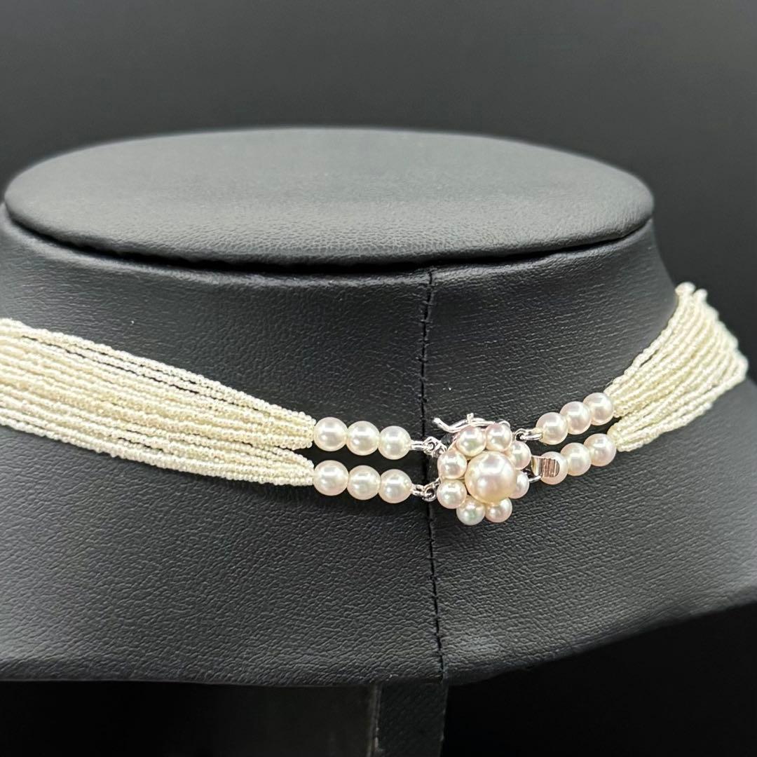 田崎真珠 砂ケシ アコヤ パールネックレス K14WG 20連 47.5㎝