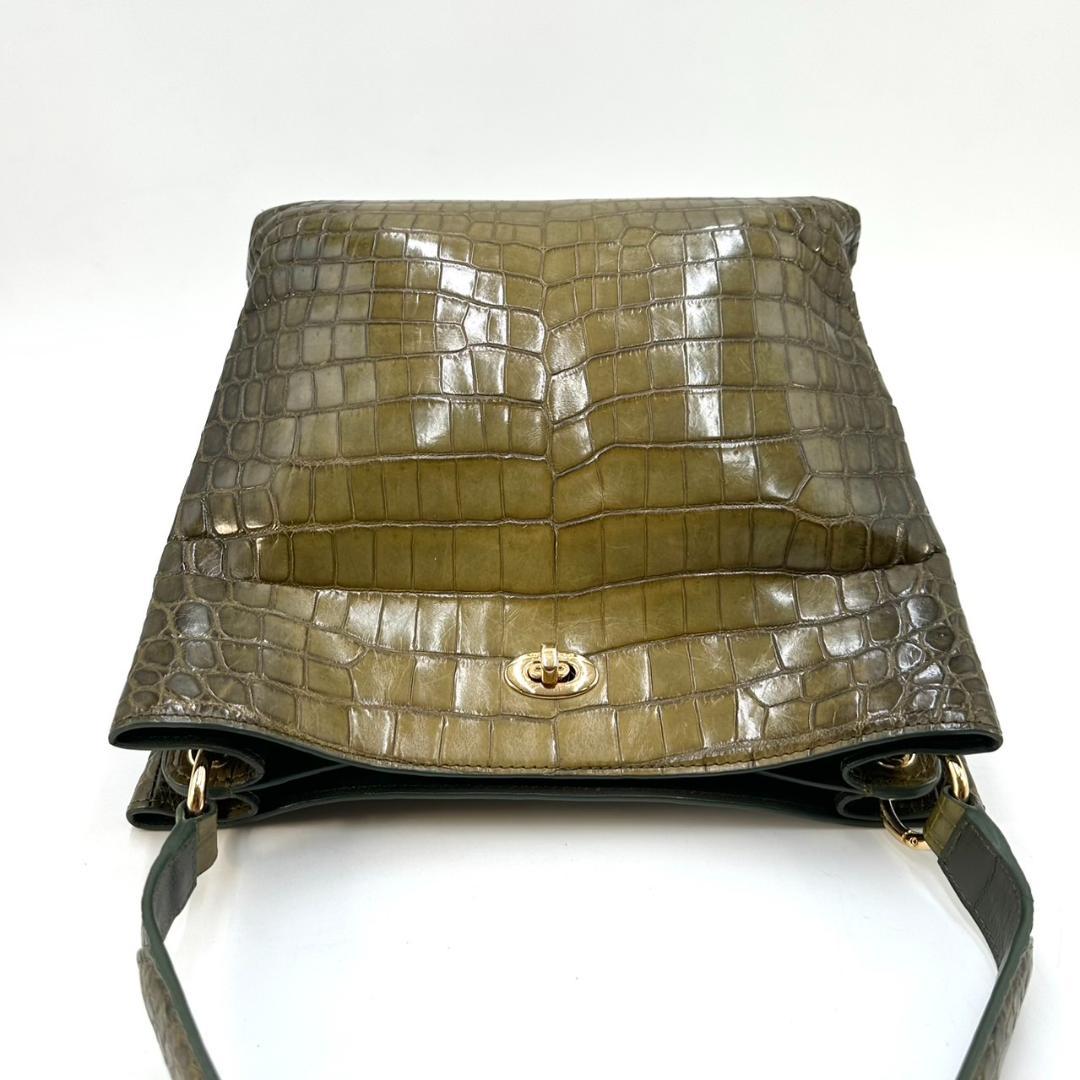 ペレリールッソ 日本製 クロコダイルレザー ショルダーバッグ ハンドバッグ
