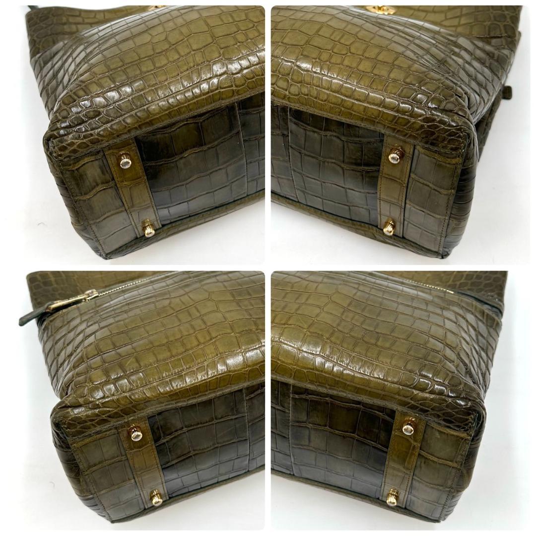 ペレリールッソ 日本製 クロコダイルレザー ショルダーバッグ ハンドバッグ