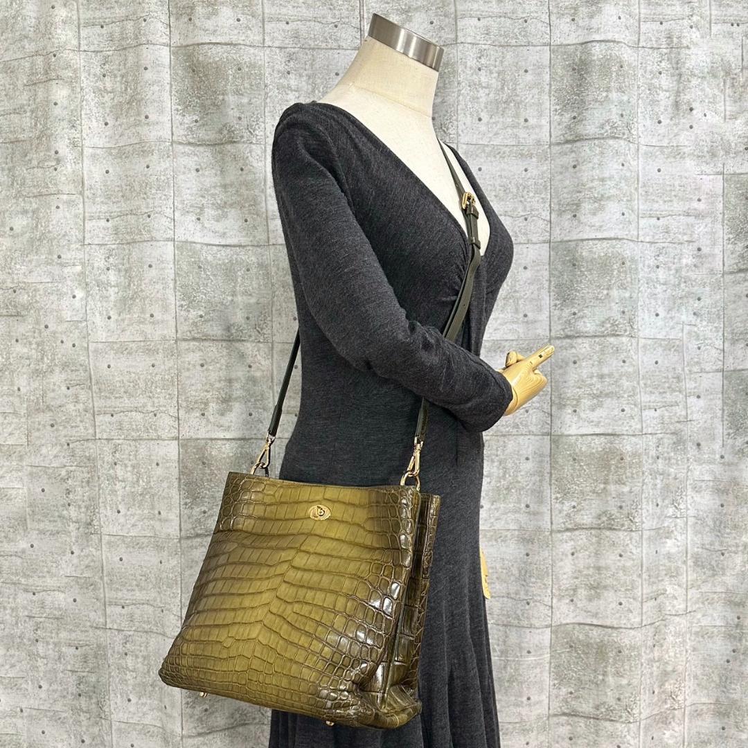 ペレリールッソ 日本製 クロコダイルレザー ショルダーバッグ ハンドバッグ