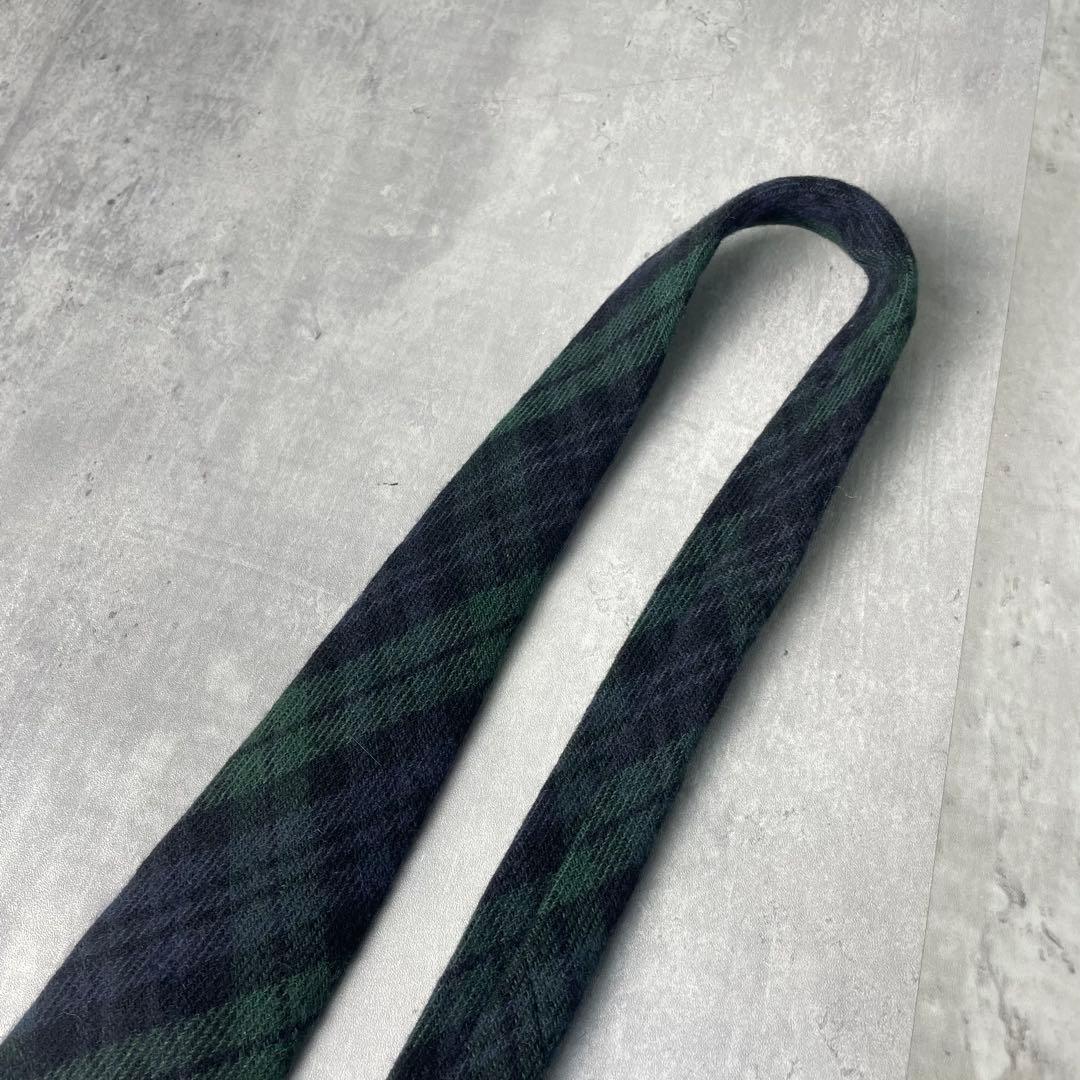美品 Ralph Lauren ブラックウォッチ カシミヤ ネクタイ グリーン