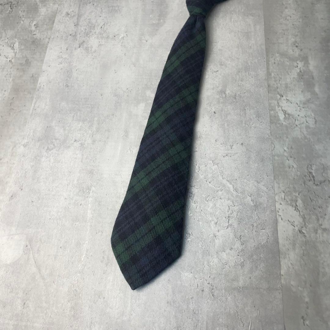 美品 Ralph Lauren ブラックウォッチ カシミヤ ネクタイ グリーン