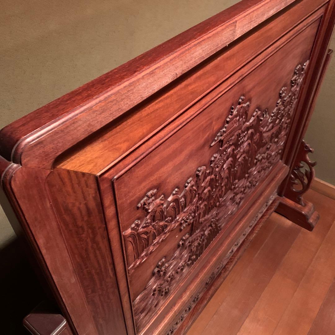 木製彫刻入り衝立　パーテーション