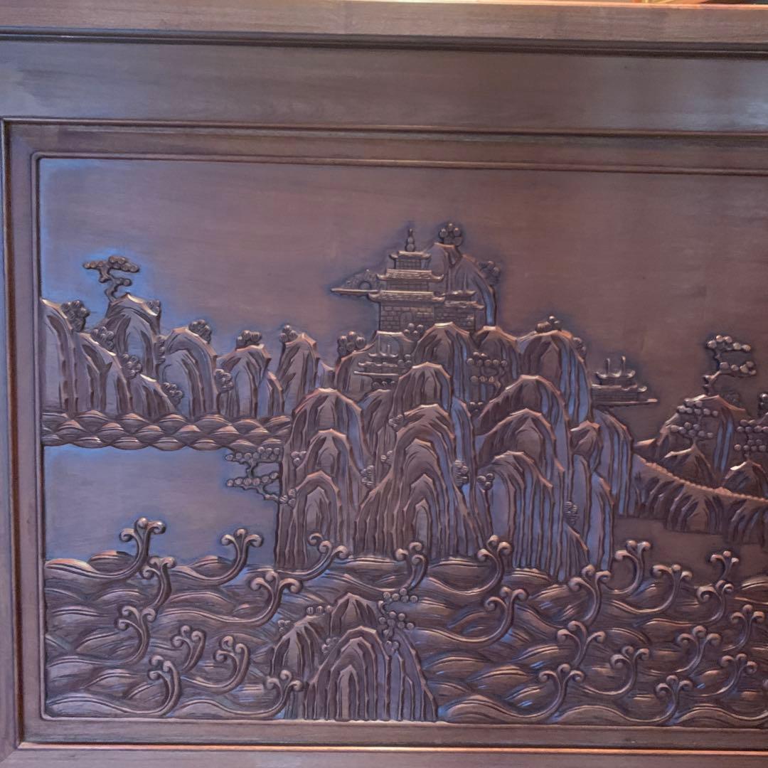 木製彫刻入り衝立　パーテーション