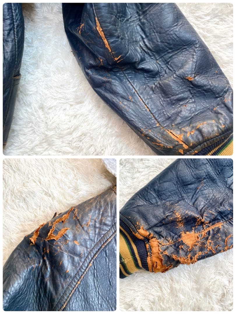 AVIREX ラムレザー スタジャン インディアントマホークス　ライナー付き