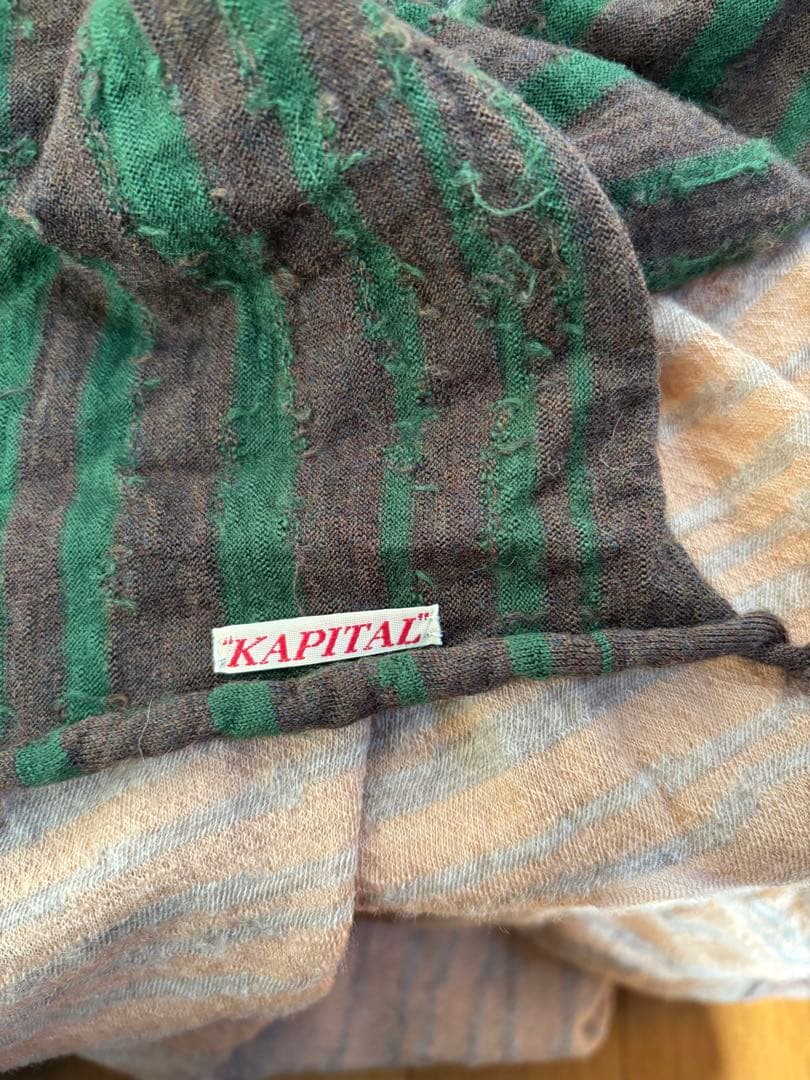 キャピタル KAPITAL 桃太郎柄 ウール ストール　マフラー　大判