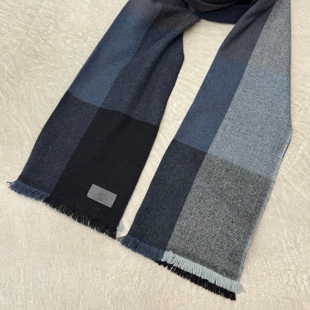 f*o様 【美品】 エルメス マフラー カシミヤ ヤク ブラウン チェック HE