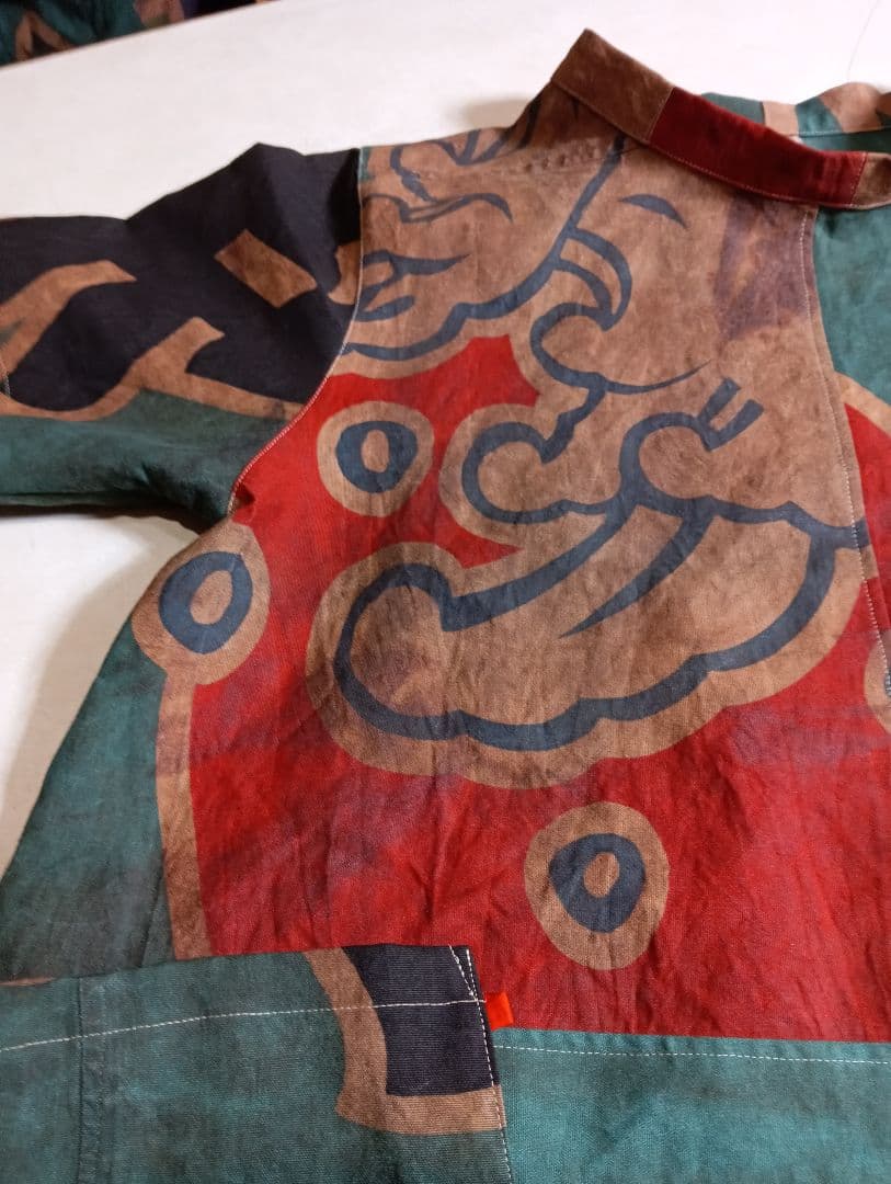 ★専用★大漁旗チュニック★柿渋ムラ染め★ロールカラー★