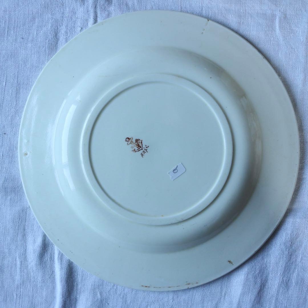 フランス　アンティーク　プレート　a saxe 手彩色　多色刷り　ぽってり