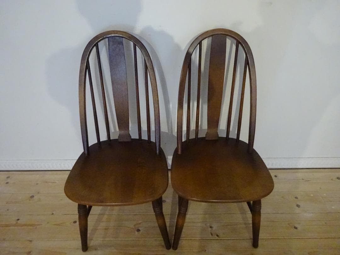 飛騨産業/キツツキ　ボウバック　ウィンザーチェア　2脚セット　オーク材　②