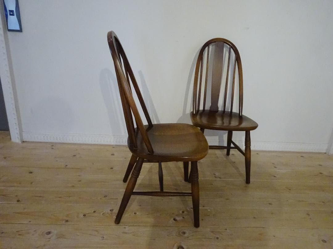 飛騨産業/キツツキ　ボウバック　ウィンザーチェア　2脚セット　オーク材　②