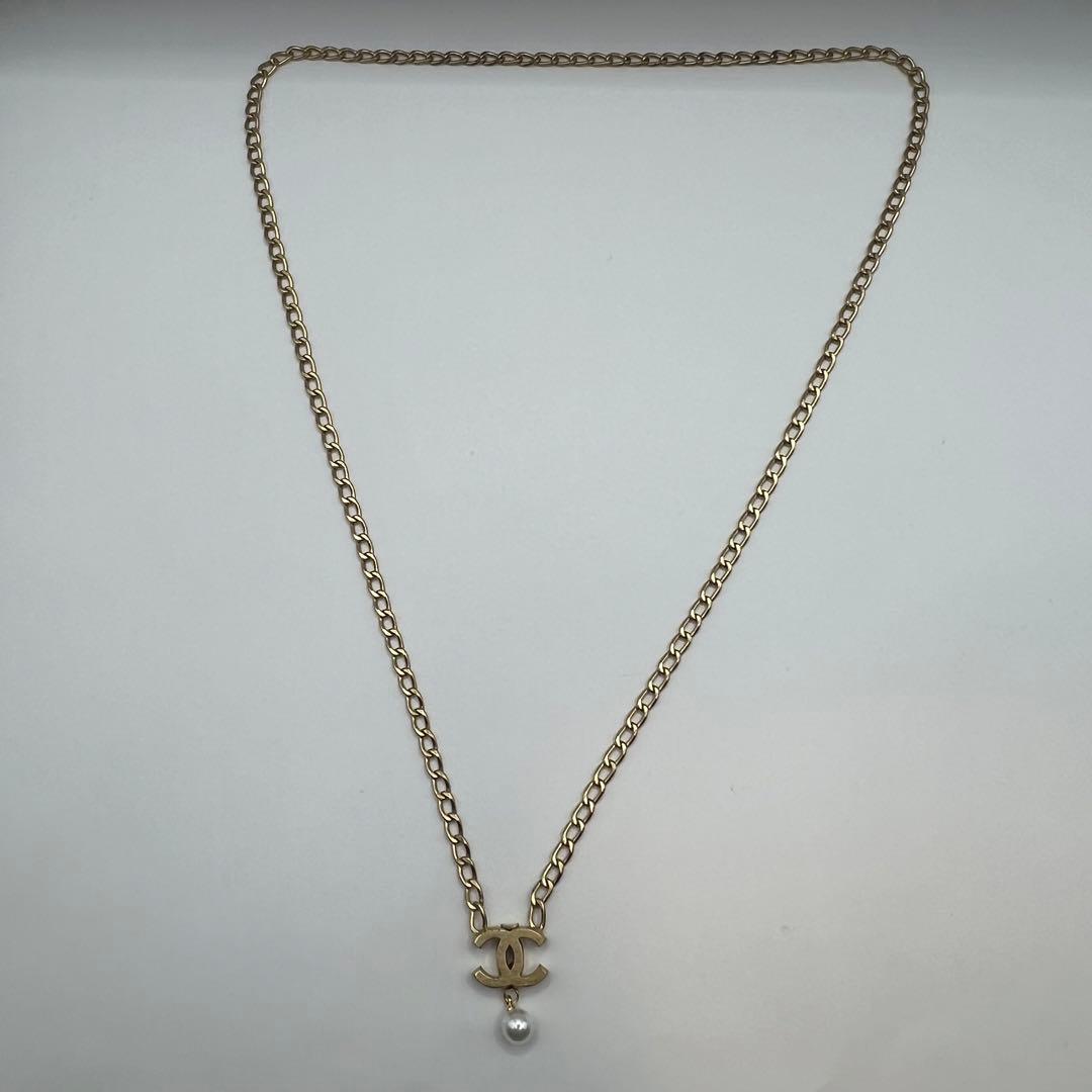 【極美品】シャネル ネックレス ココマーク パールモチーフ 03P ゴールド