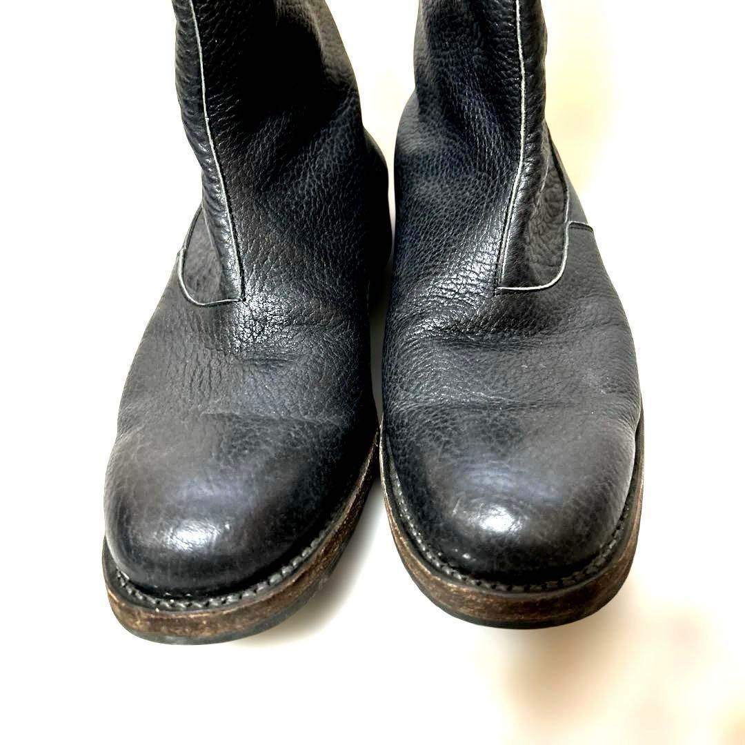 リップヴァンウィンクルブラック黒レザージッパーショートブーツ42(26.5相当)