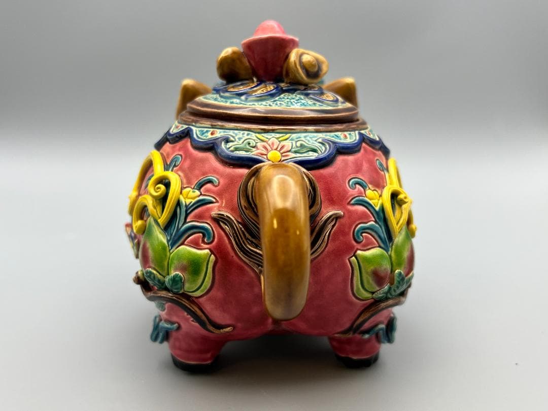 吉田　急須　豚形　智盧　陶光　林智信　林俊亨作　交趾焼　陶磁器　台湾交趾