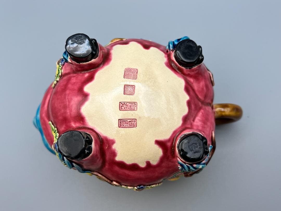 吉田　急須　豚形　智盧　陶光　林智信　林俊亨作　交趾焼　陶磁器　台湾交趾