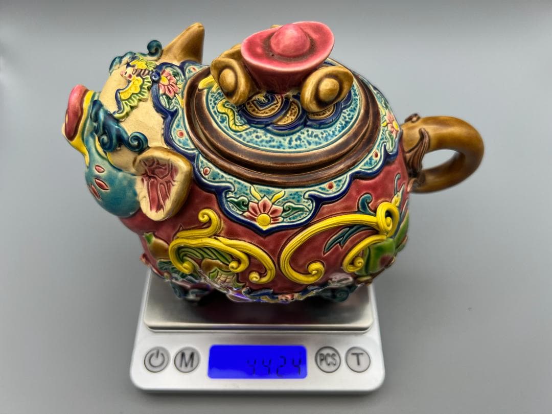 吉田　急須　豚形　智盧　陶光　林智信　林俊亨作　交趾焼　陶磁器　台湾交趾