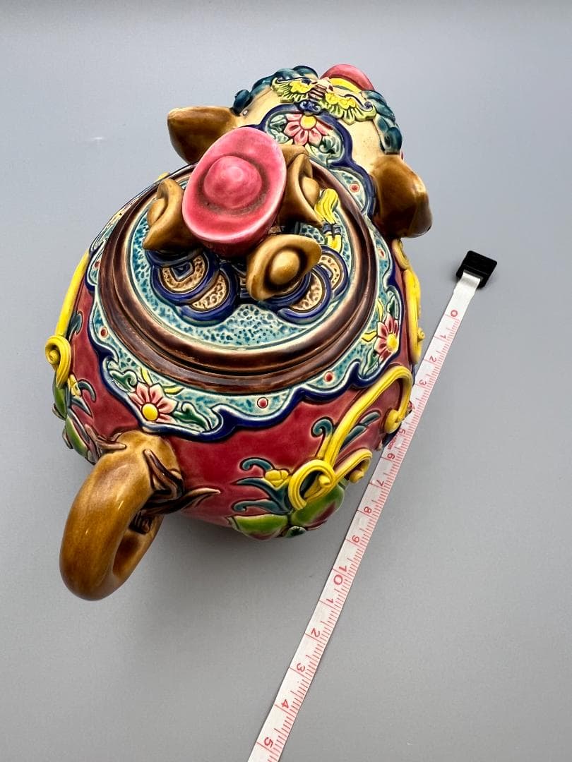 吉田　急須　豚形　智盧　陶光　林智信　林俊亨作　交趾焼　陶磁器　台湾交趾