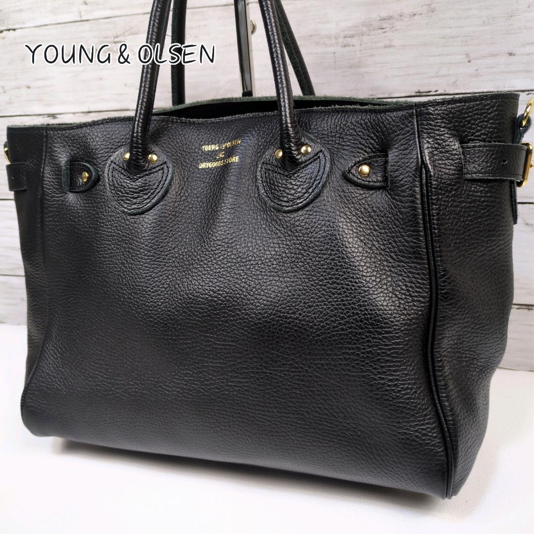 ヤングアンドオルセン エンボス レザー ベルテッド トートバッグ S