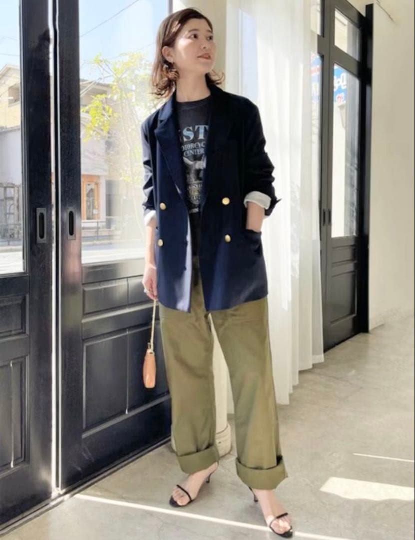 【良品】Spick & Span ドライツイルダブルブレストジャケット　金ボタン