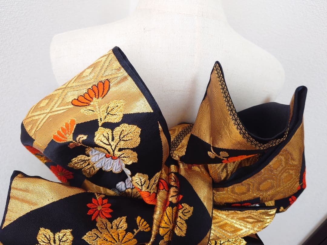 七五三　ハーフ成人式　ジュニア帯　袋帯からの作り帯　1点物　黒金