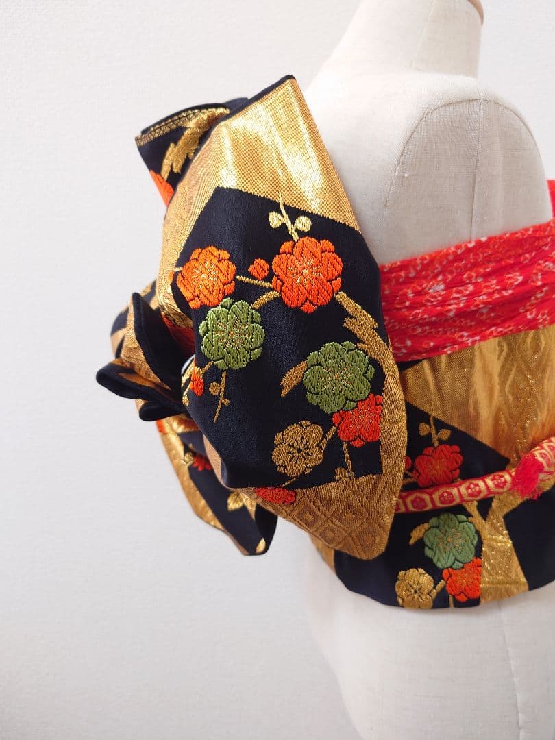 七五三　ハーフ成人式　ジュニア帯　袋帯からの作り帯　1点物　黒金