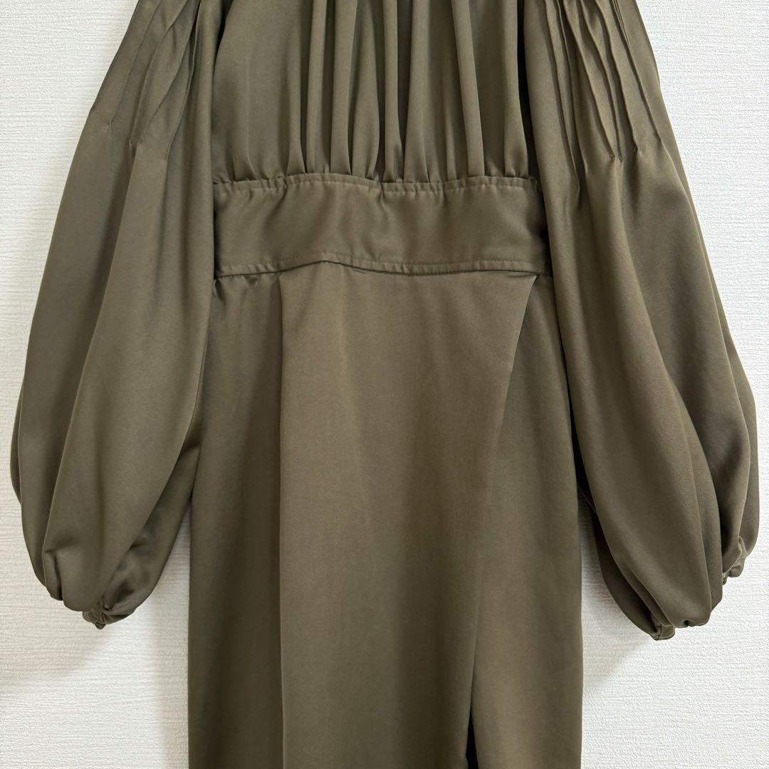 louren pintack sleeve dress M カーキ オケージョン