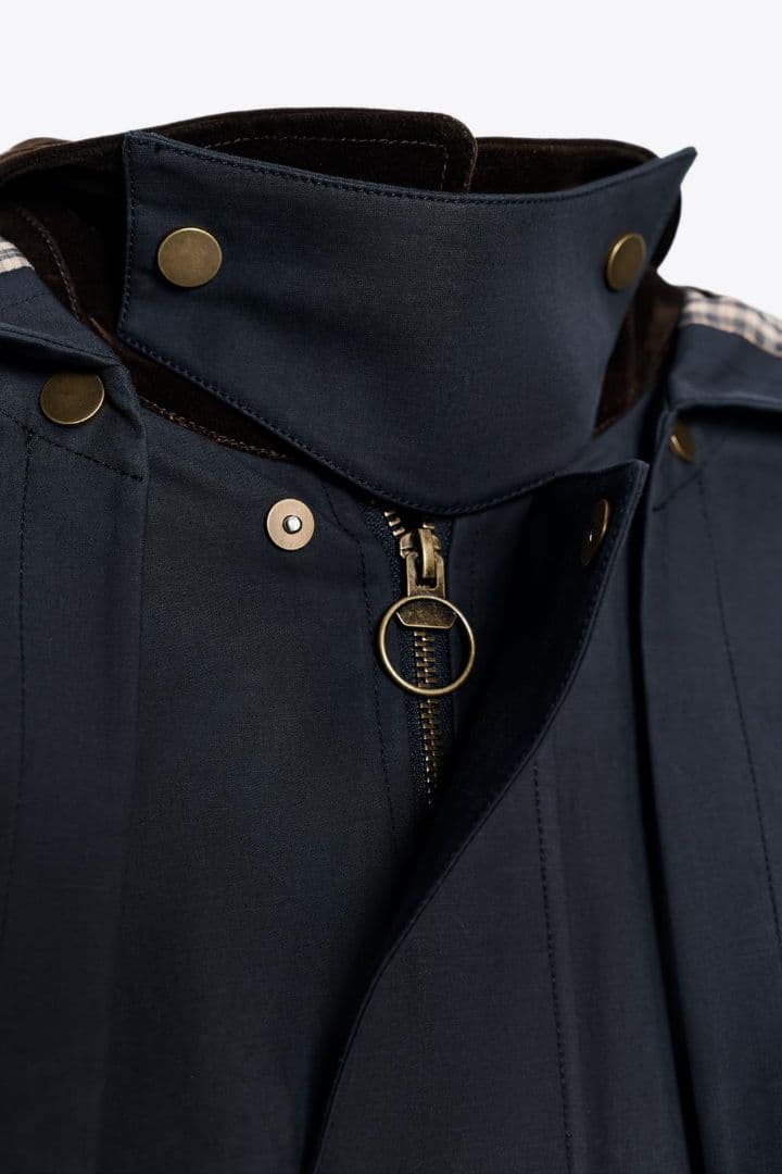 【新品未使用】ZARA WOMAN コントラストラペルフード付きトレンチコートL