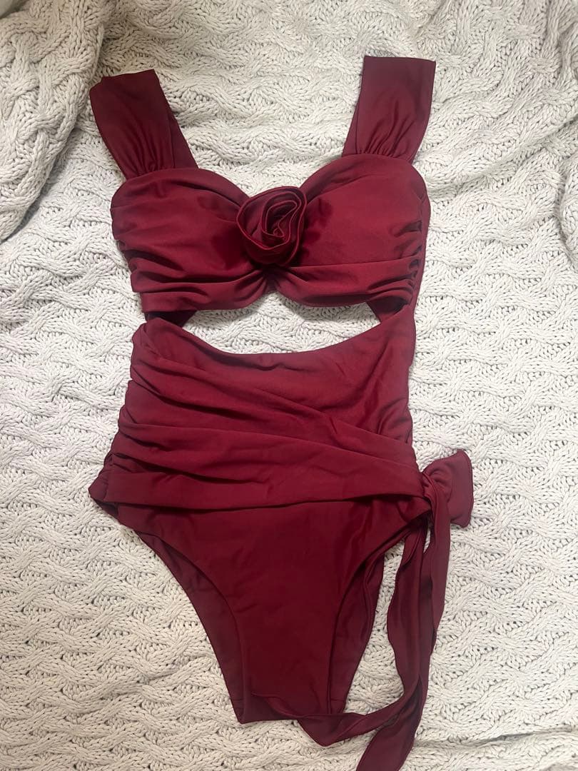 ALEXIA STAM バーガンディ ワンピース水着 S