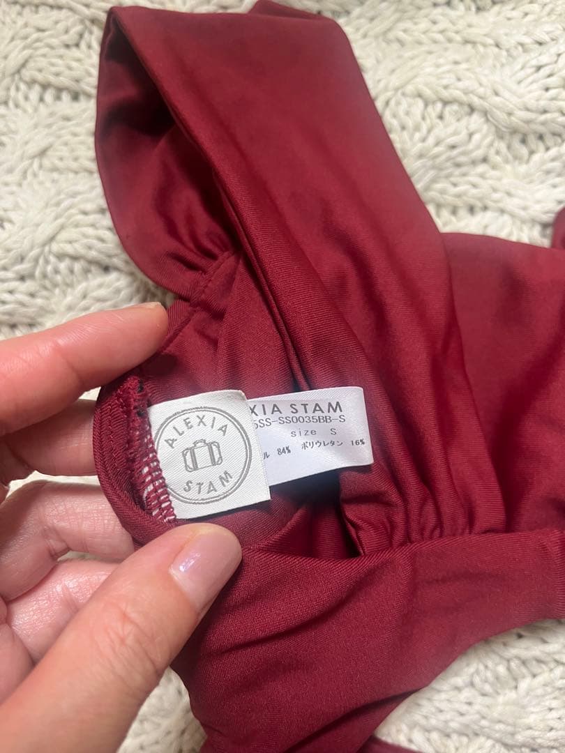 ALEXIA STAM バーガンディ ワンピース水着 S