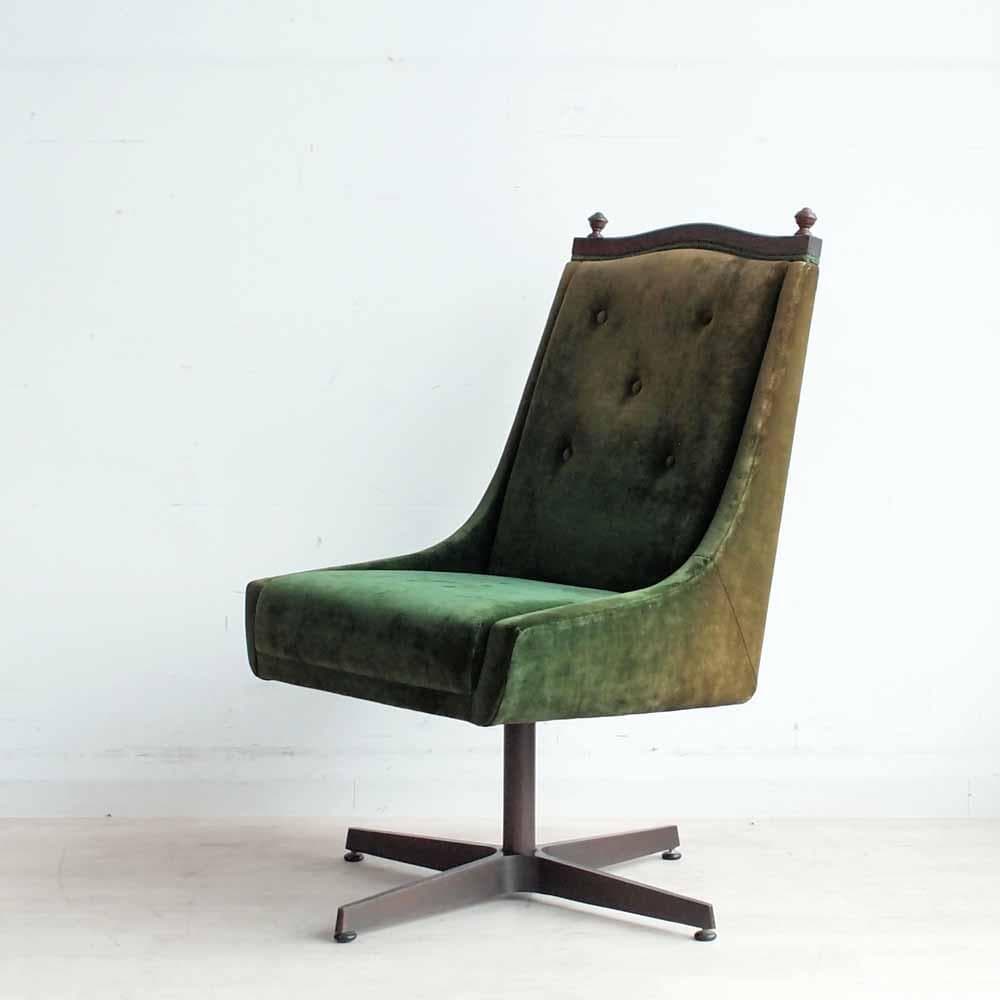 ビンテージ カフェチェア 回転 グリーン フェード レトロ ZR24144