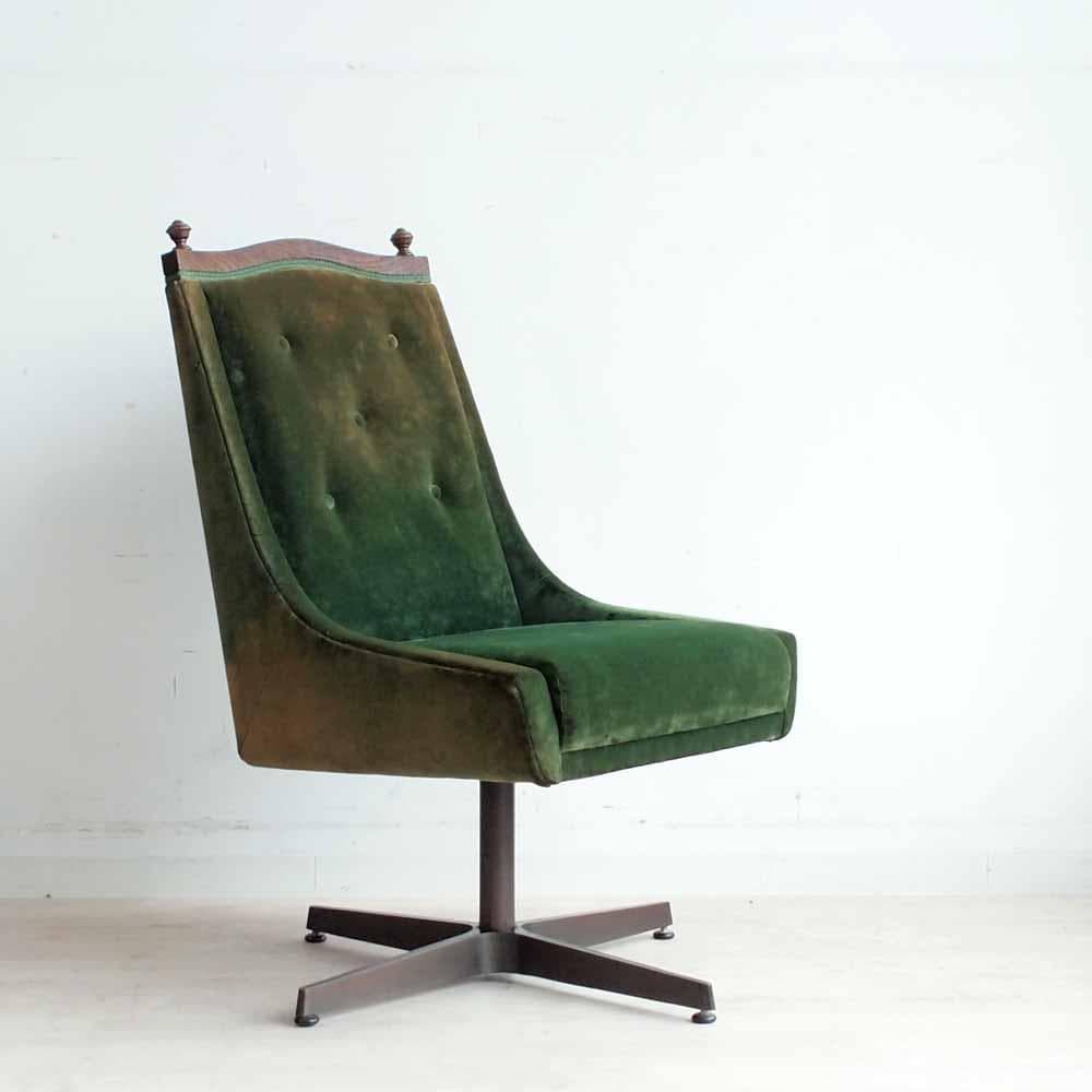 ビンテージ カフェチェア 回転 グリーン フェード レトロ ZR24144